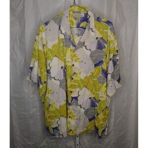 Tommy Bahama Hawaiian Aloha Shirt XXL Leaves 100% Silk